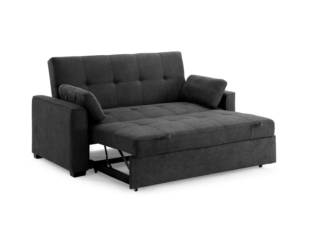 Charcoal Chenille Twin Size Sleeper Sofa with Accent Pillows W222263