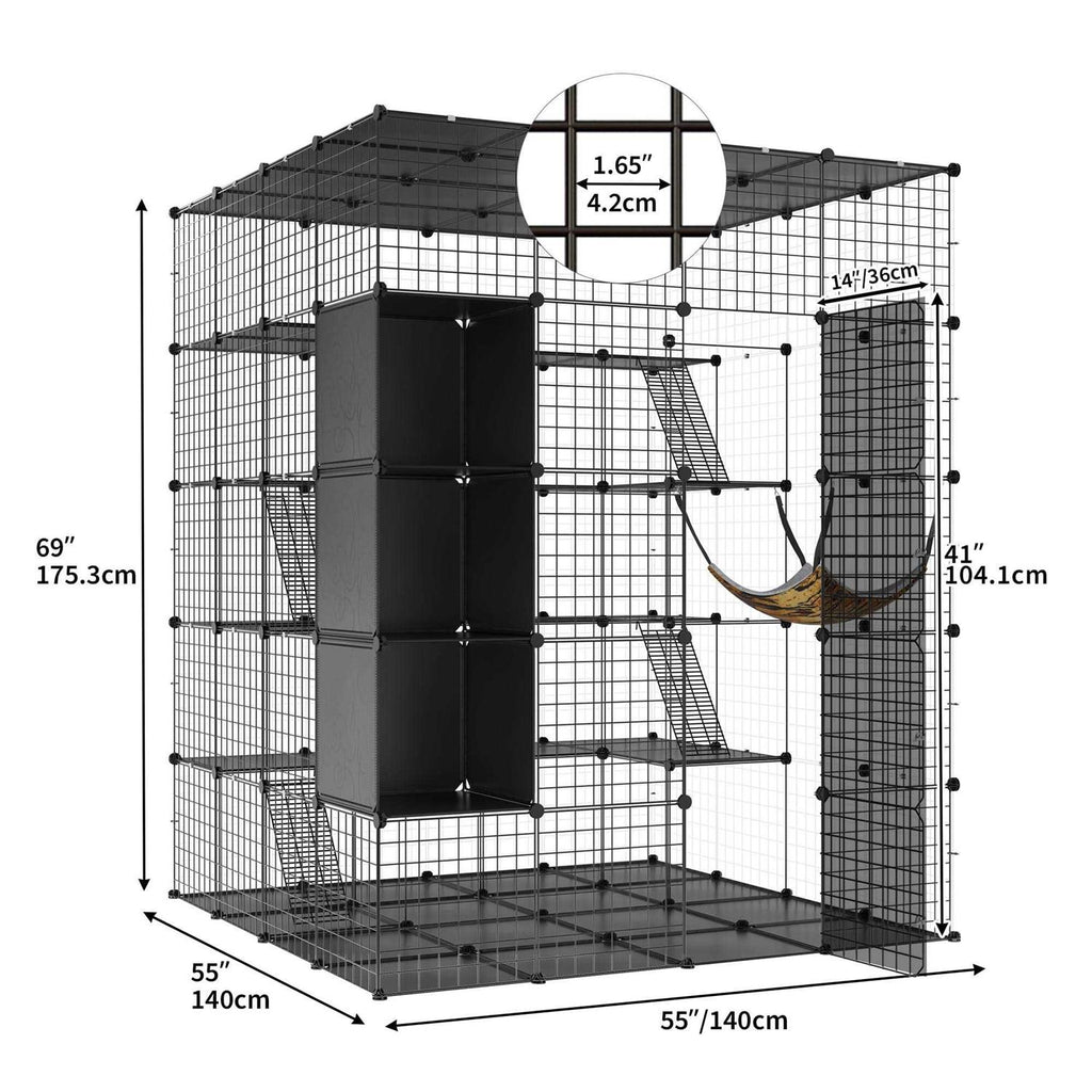 5-Tier Metal Cat Cage with Cube Storage B2745
