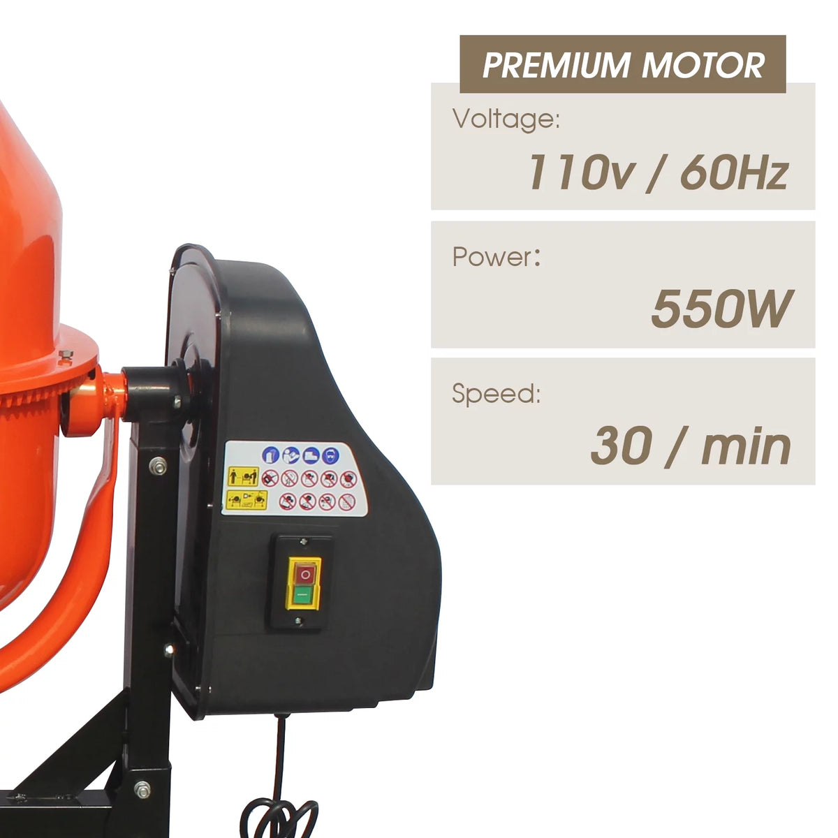 4/5HP Electric Concrete Cement Mixer 5 Cu Ft Portable R8300