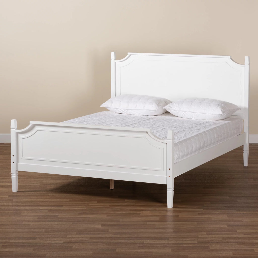 White Wood Queen Size Platform Bed Z798