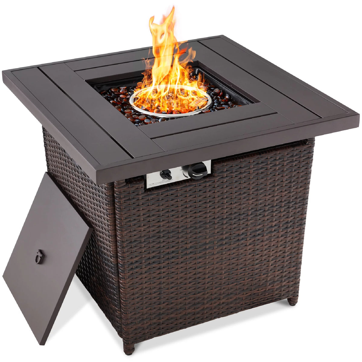 28in Propane Gas Fire Pit Table 50,000 BTU Outdoor Wicker M461