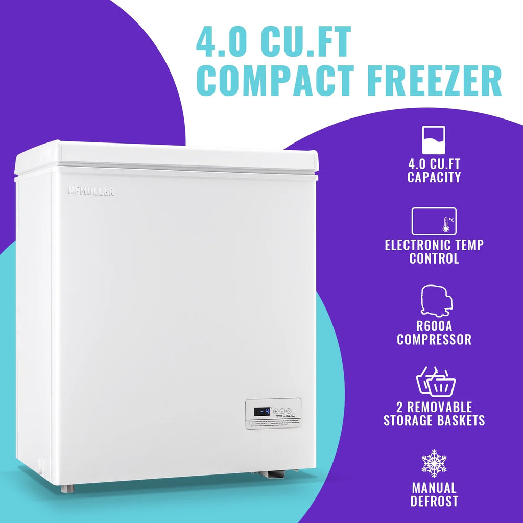 4.0 Cu.ft Compact Freezer with Two Removable Storage Baskets A266581