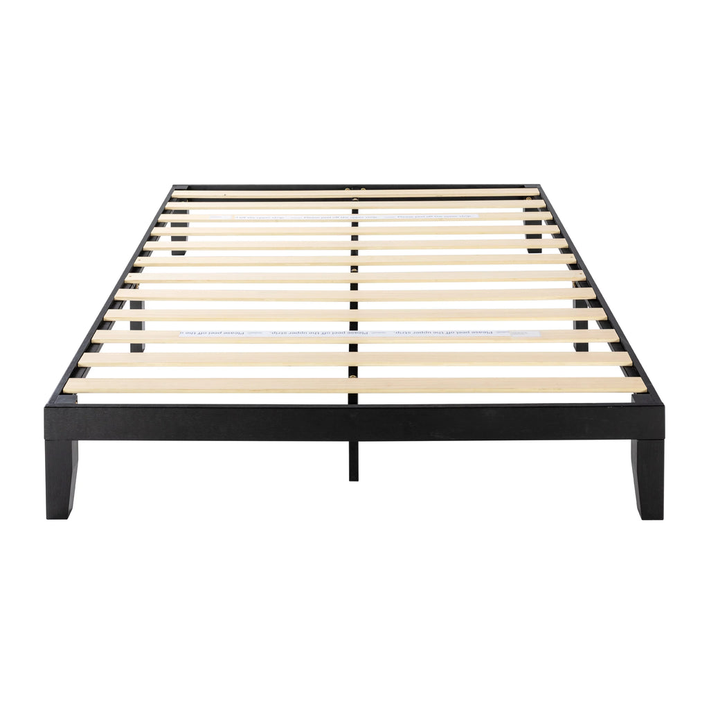 12" Black Queen Solid Wood Platform Bed Frame Q9039