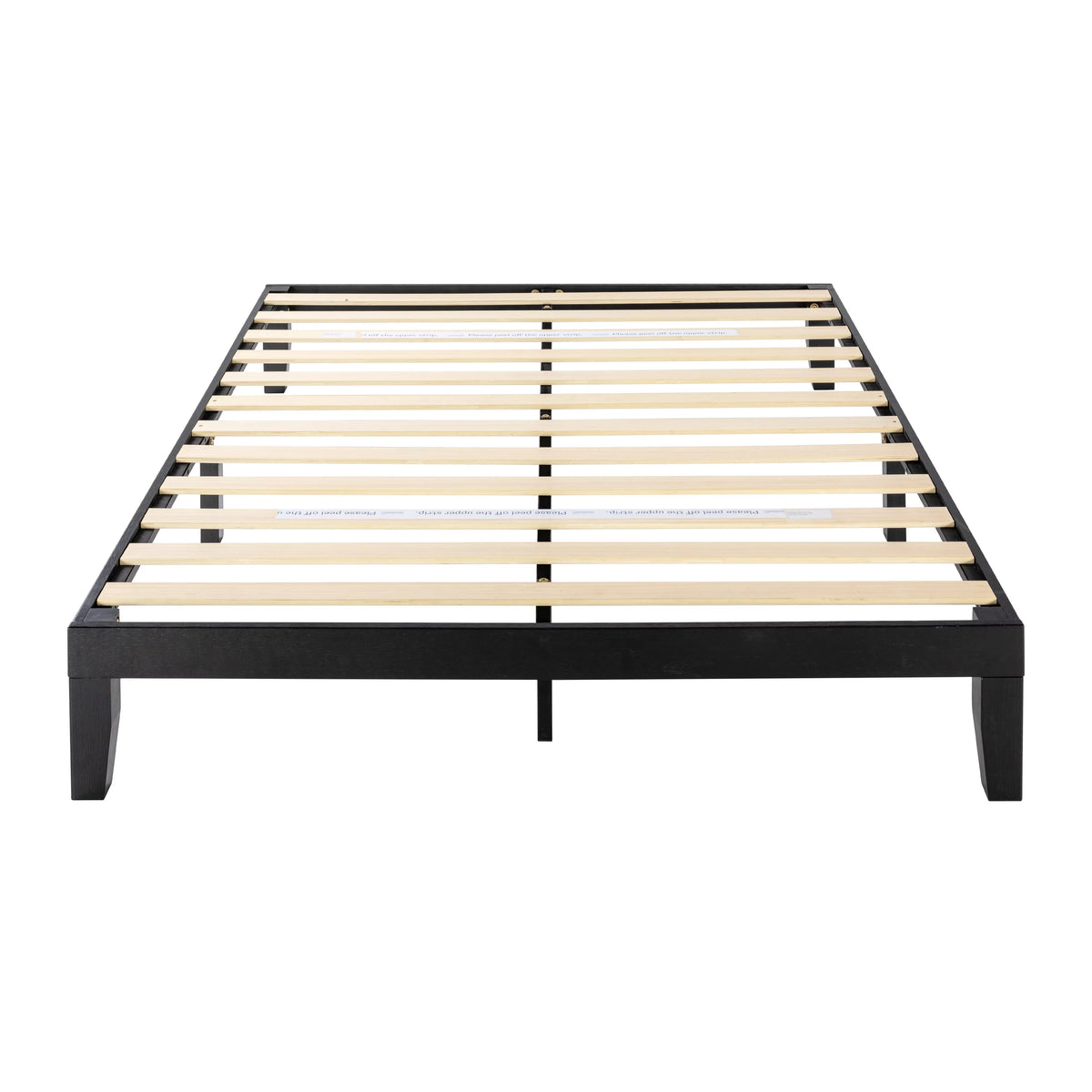 12" Black Queen Solid Wood Platform Bed Frame Q9039