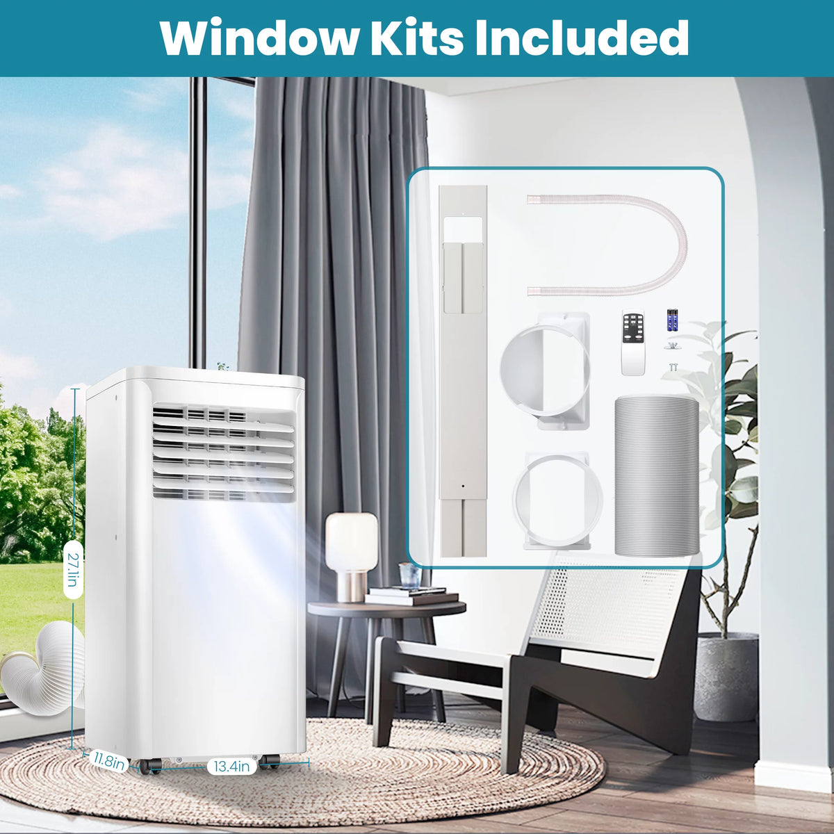 6000BTU 3-in-1 Portable Air Conditioner with Dehumidifier Fan White V615