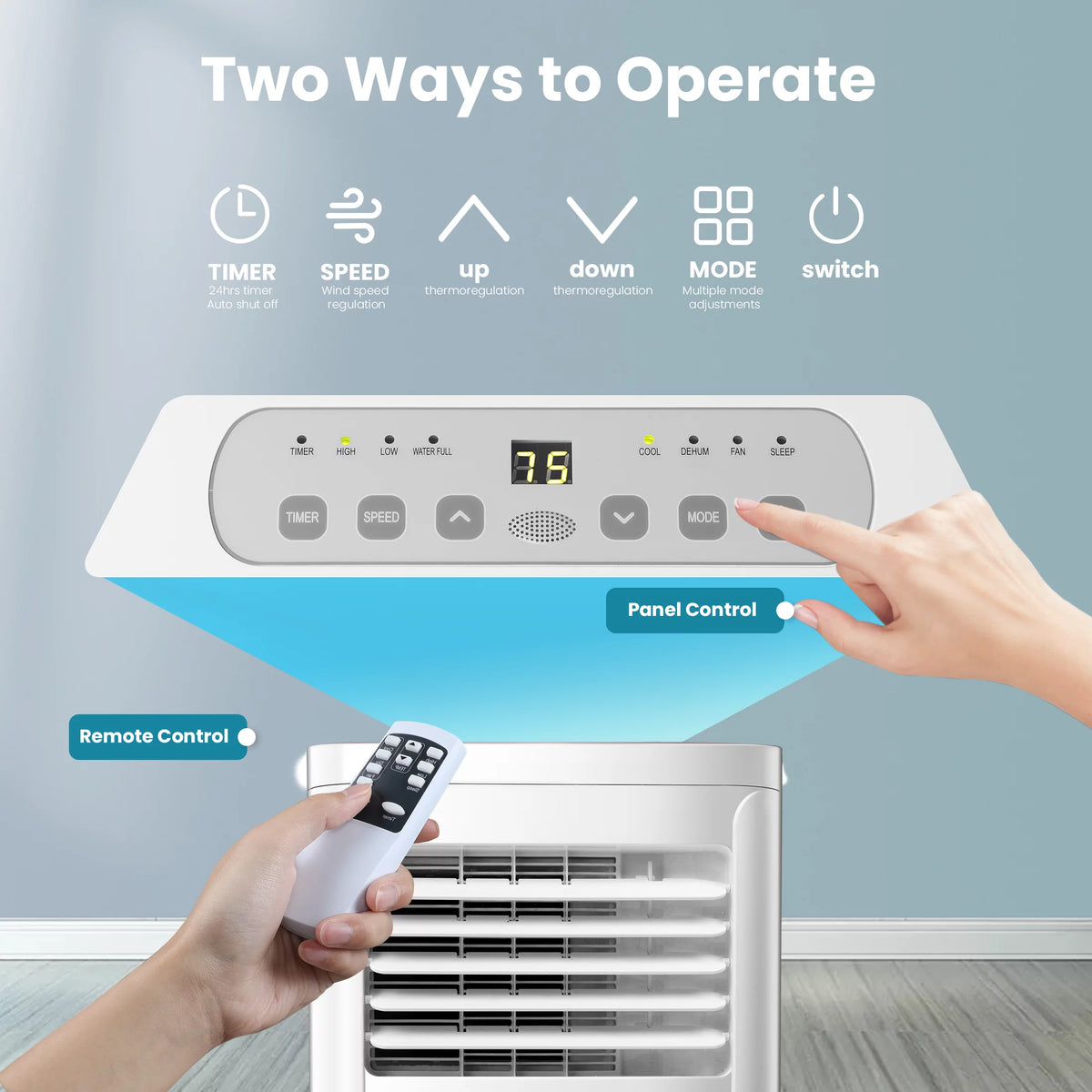 6000BTU 3-in-1 Portable Air Conditioner with Dehumidifier Fan White V615