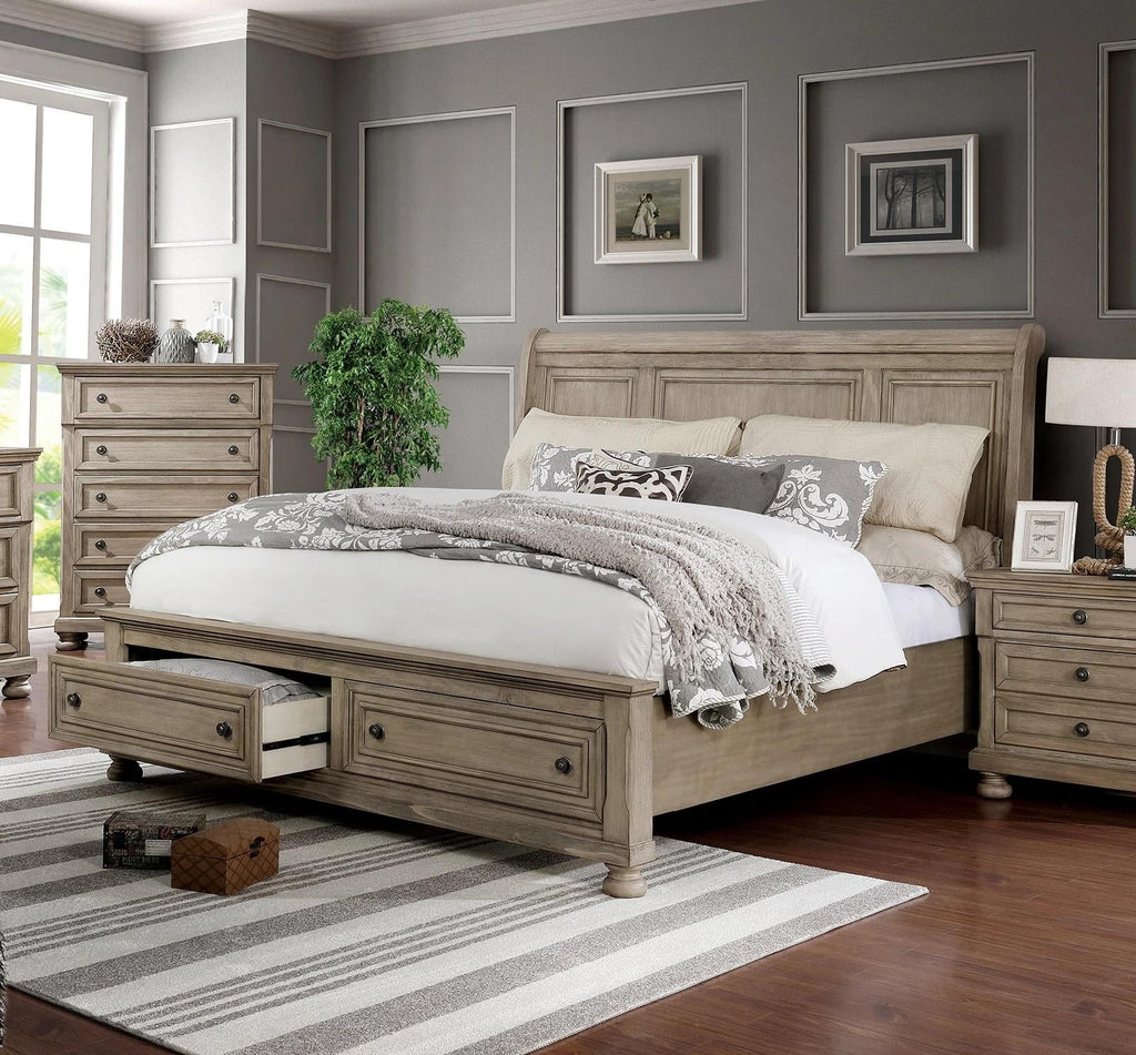 Gray Solid Wood King Bedroom Set 6pcs V10015