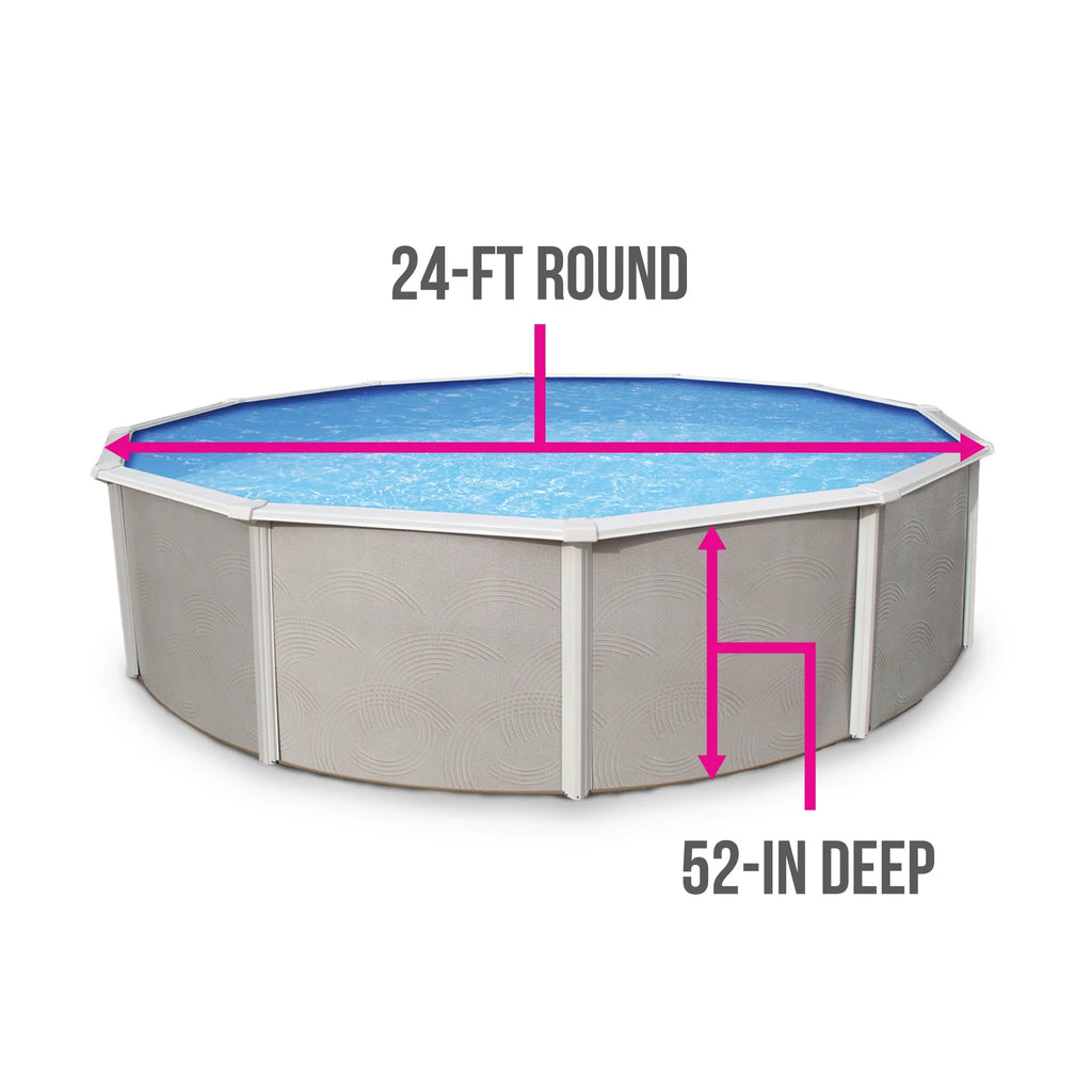 24-ft Round 52-in Deep Metal Wall Swimming Pool I357688