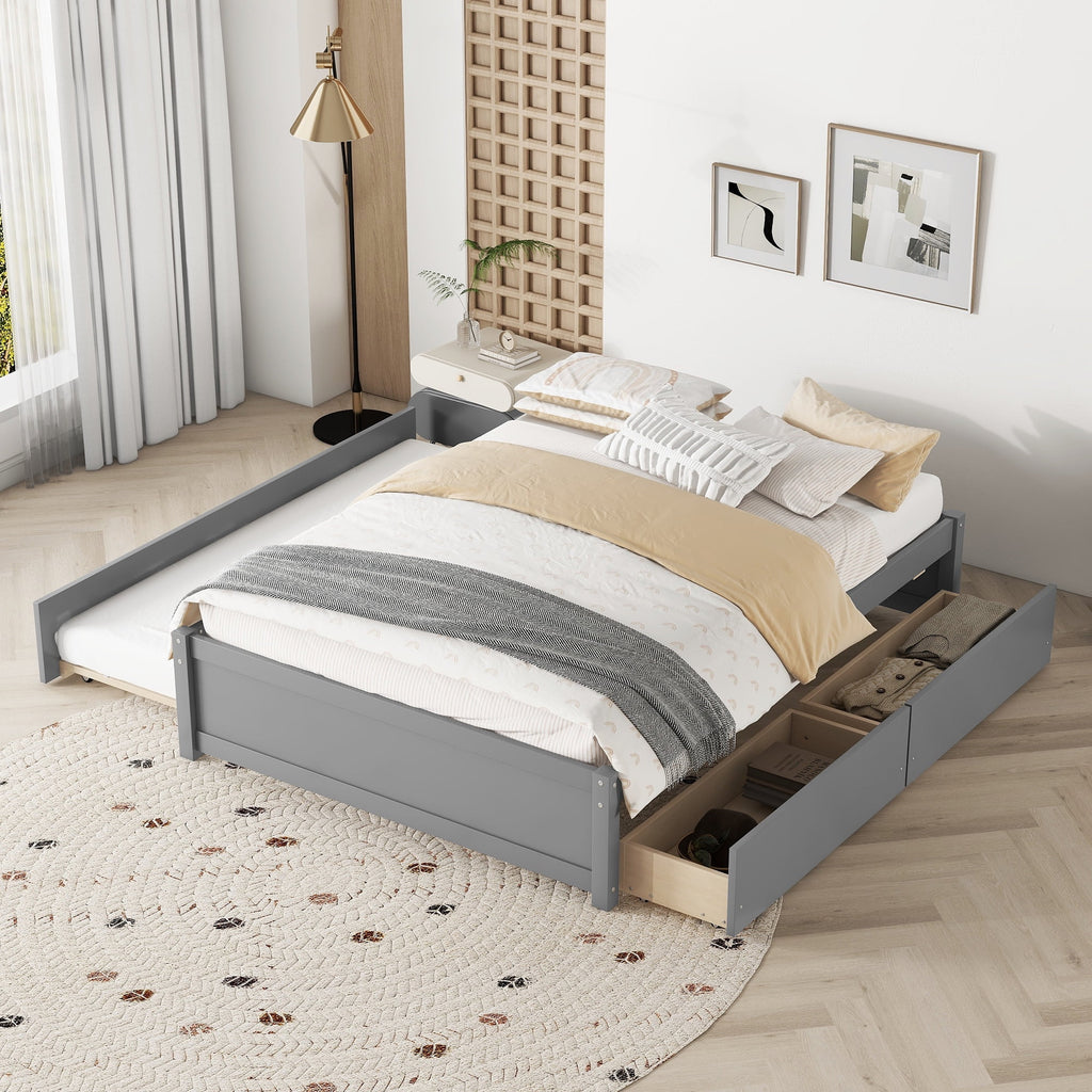 Beige Queen Size Upholstered Platform Bed Frame with Wooden Slats X91000