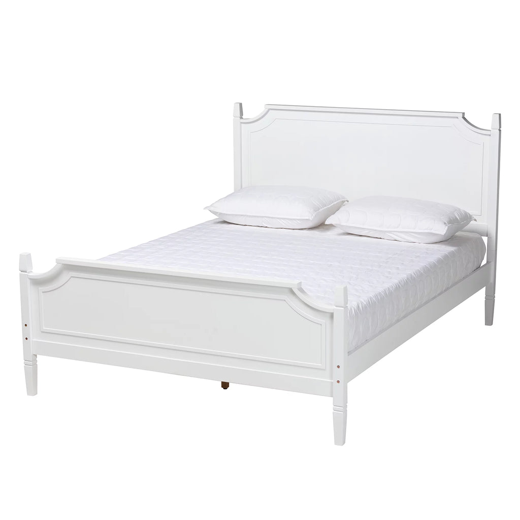 White Wood Queen Size Platform Bed Z798