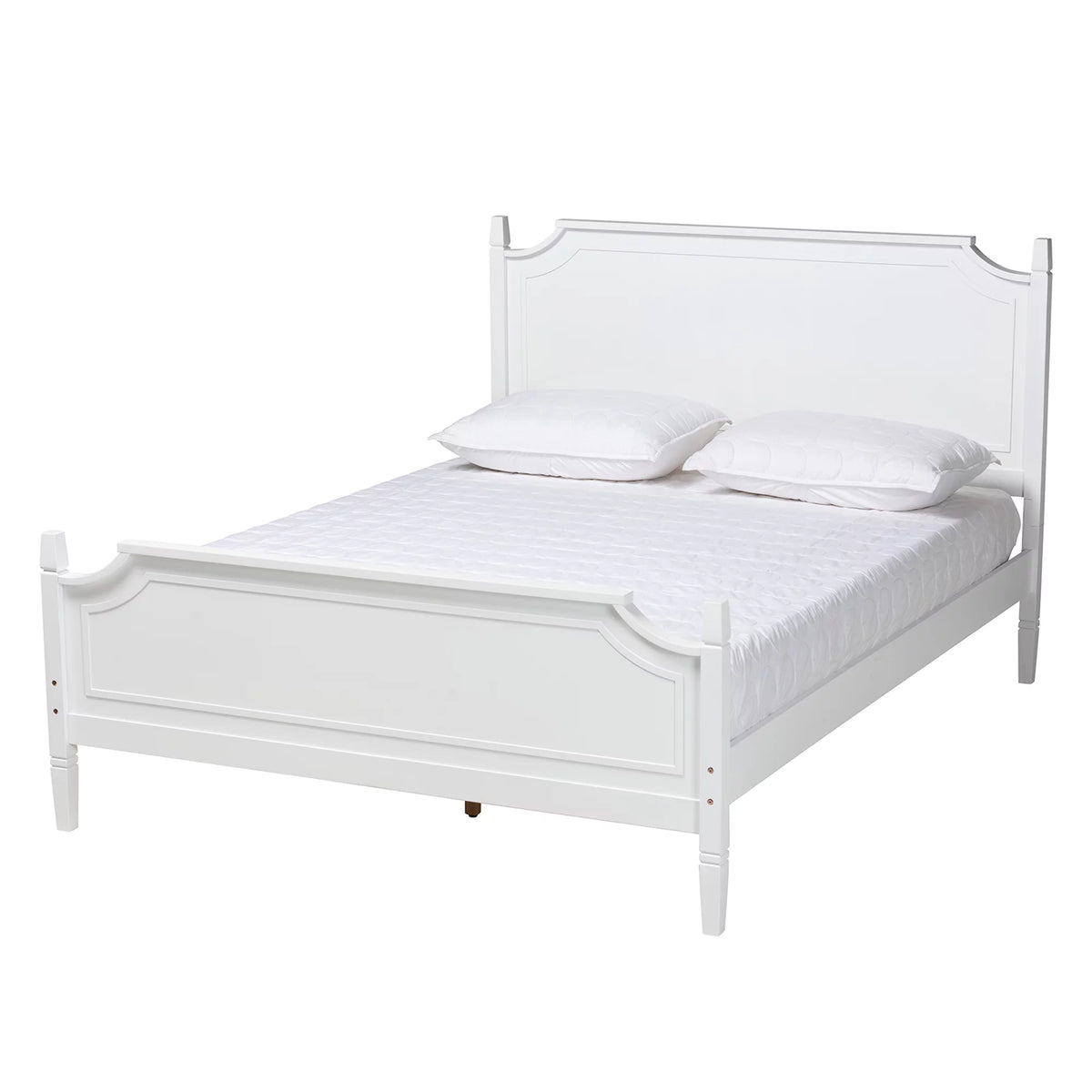 White Wood Queen Size Platform Bed Z798
