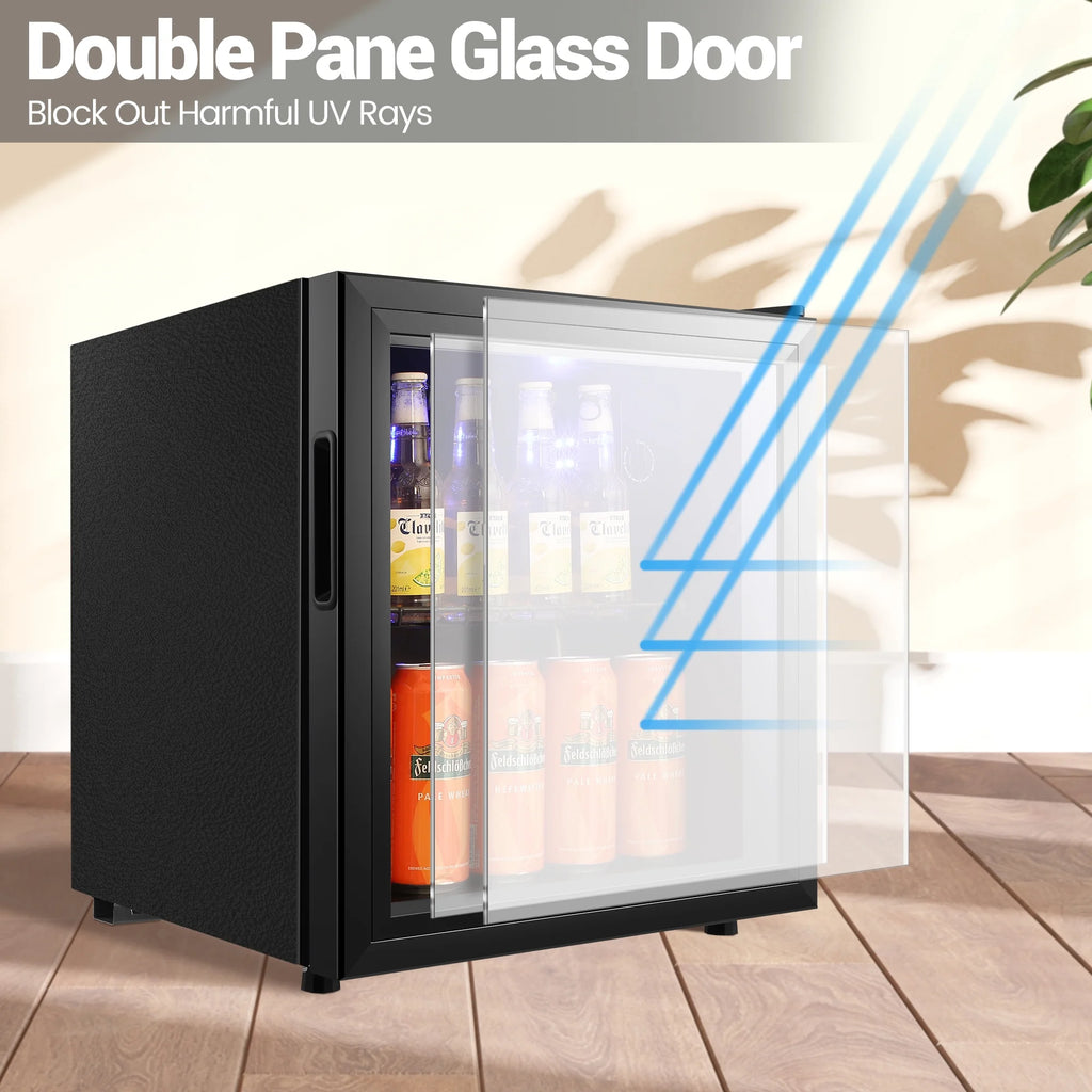 Mini Fridge with Glass Door 50 Can Stainless Steel Look M4255