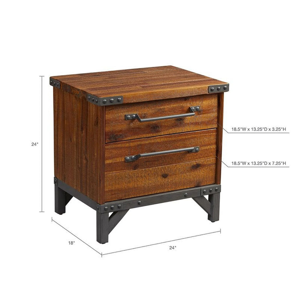 Solid Wood Nightstand Set of 2 N10495