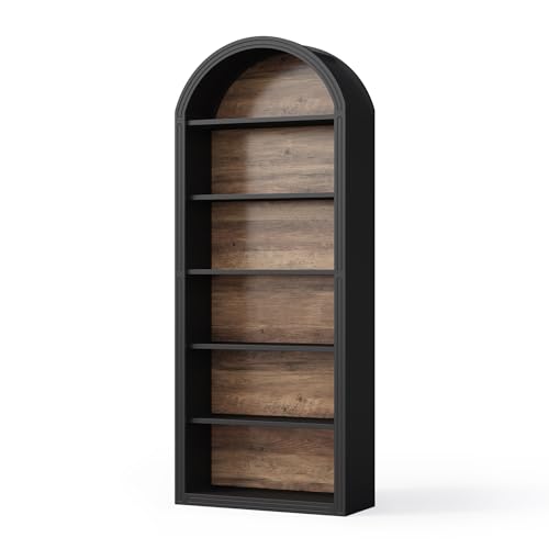 8-Tier Tall Wooden Bookcase with Arched Top F875914