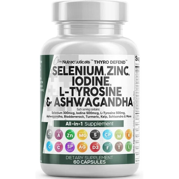 Selenium Zinc Iodine L Tyrosine Ashwagandha 60 Capsules T553