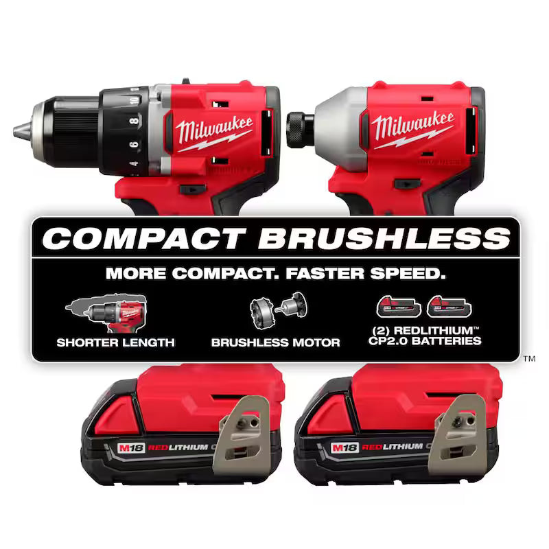 18V Lithium-Ion Brushless Cordless Compact Drill/Impact Combo Kit 2-Tool E989820