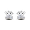 10K White Gold Diamond Accent Dog Paw Print Earrings G202