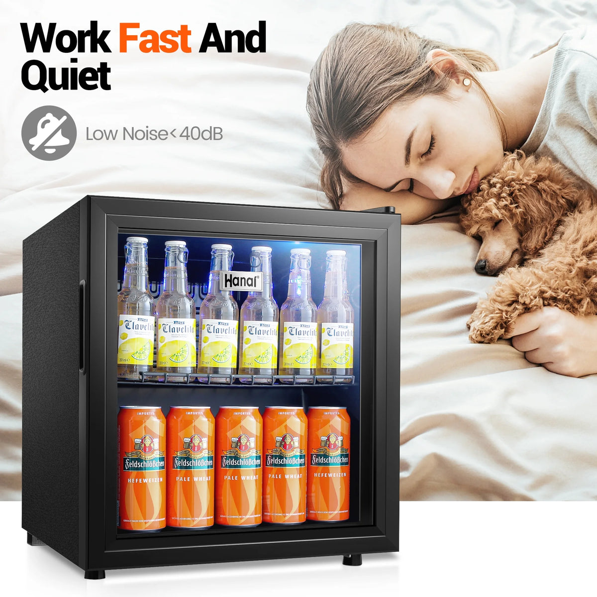 Mini Fridge with Glass Door 50 Can Stainless Steel Look M4255