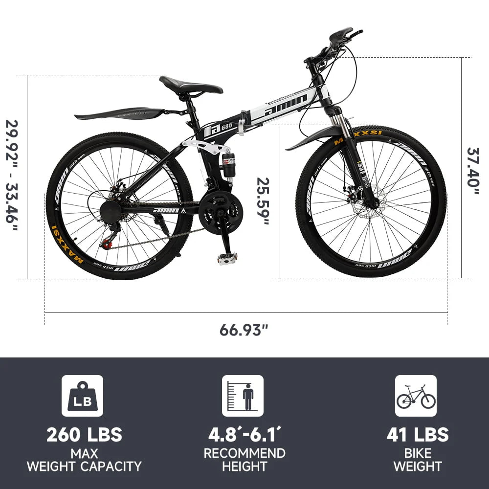 Full Suspension 21 Speed 26 Inch Dual Disc Brake Mountain Bike A883
