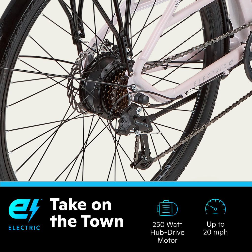 700c 7 Speed 250w Hybrid Electric Bike Aurora White P4119