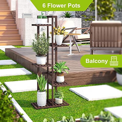Bamboo Plant Stand 6 Potted Holder Shelf H3254