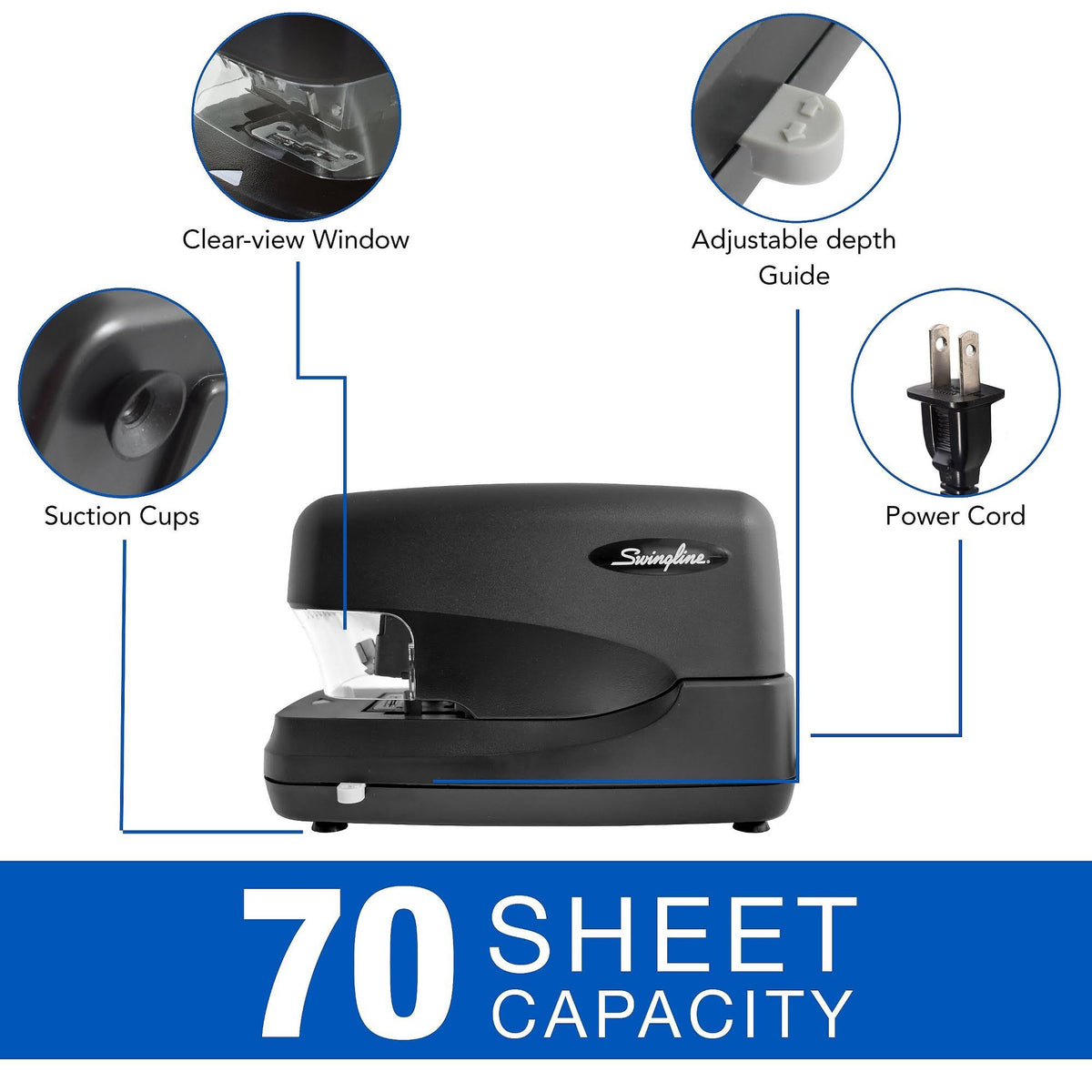Electric Stapler 70-Sheet Capacity Black L5275