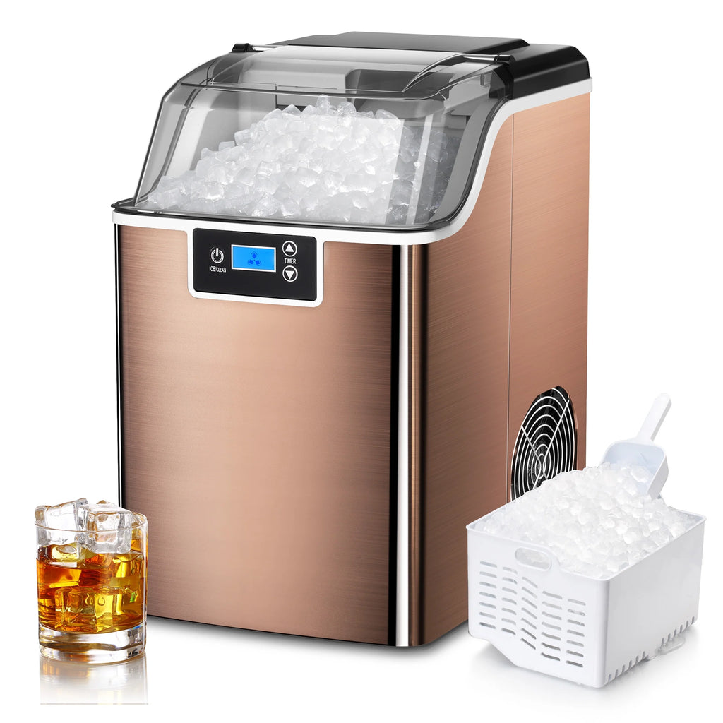 Nugget Ice Maker Countertop with Soft Chewable Pellet Ice, Self-Cleaning, 44lbs/24H, Black T407241