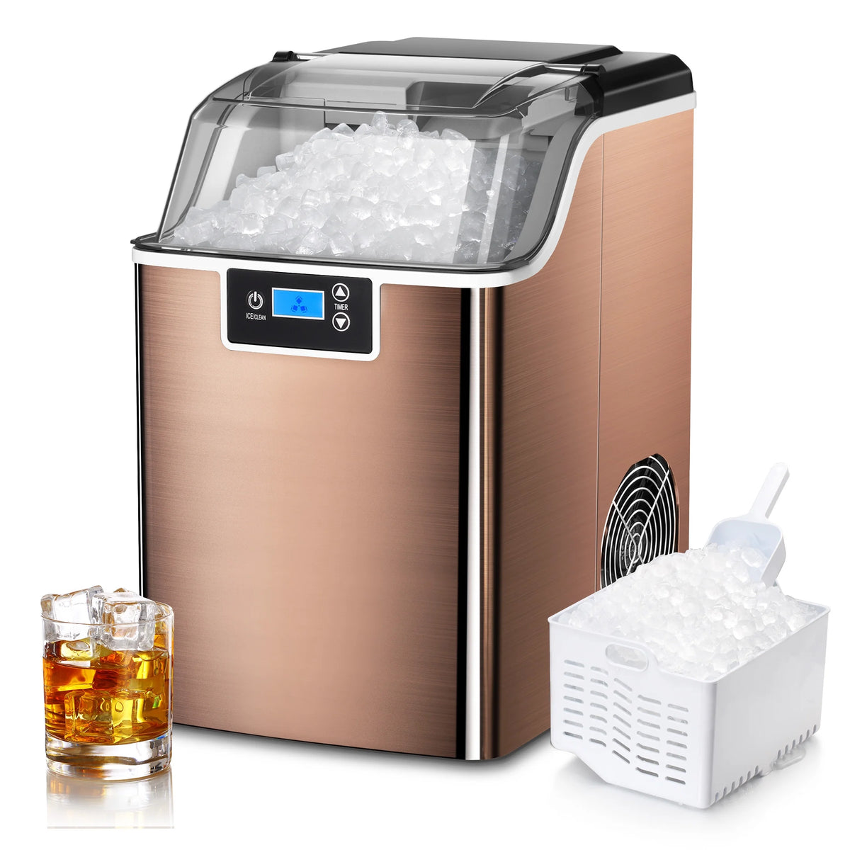 Nugget Ice Maker Countertop with Soft Chewable Pellet Ice, Self-Cleaning, 44lbs/24H, Black T407241