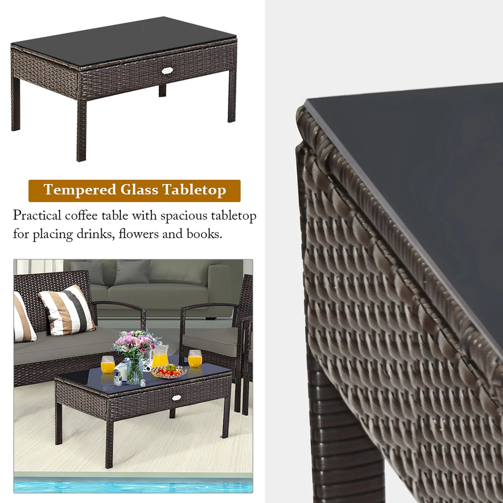 4 Pc Outdoor Patio Rattan Furniture Set Q66453