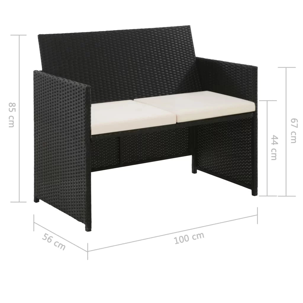 Black Poly Rattan 2-Seater Garden Sofa B451