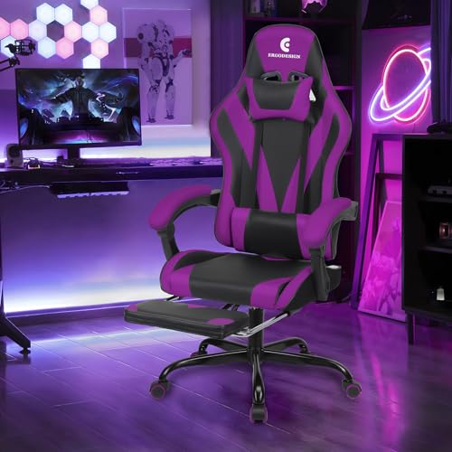 Black Gaming Chair with Footrest K376949