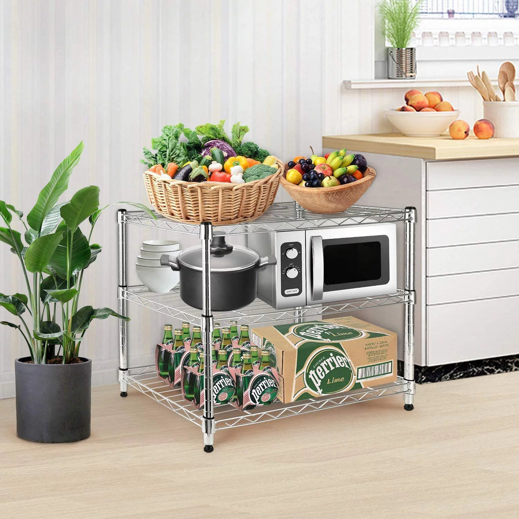 Heavy Duty 3-Shelf Steel Wire Shelving with Wheels T692