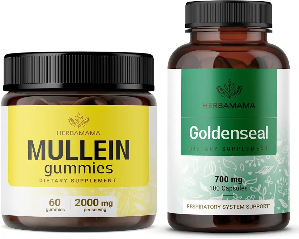 Mullein Leaf Gummies and Goldenseal Capsules 2 Pack E94891