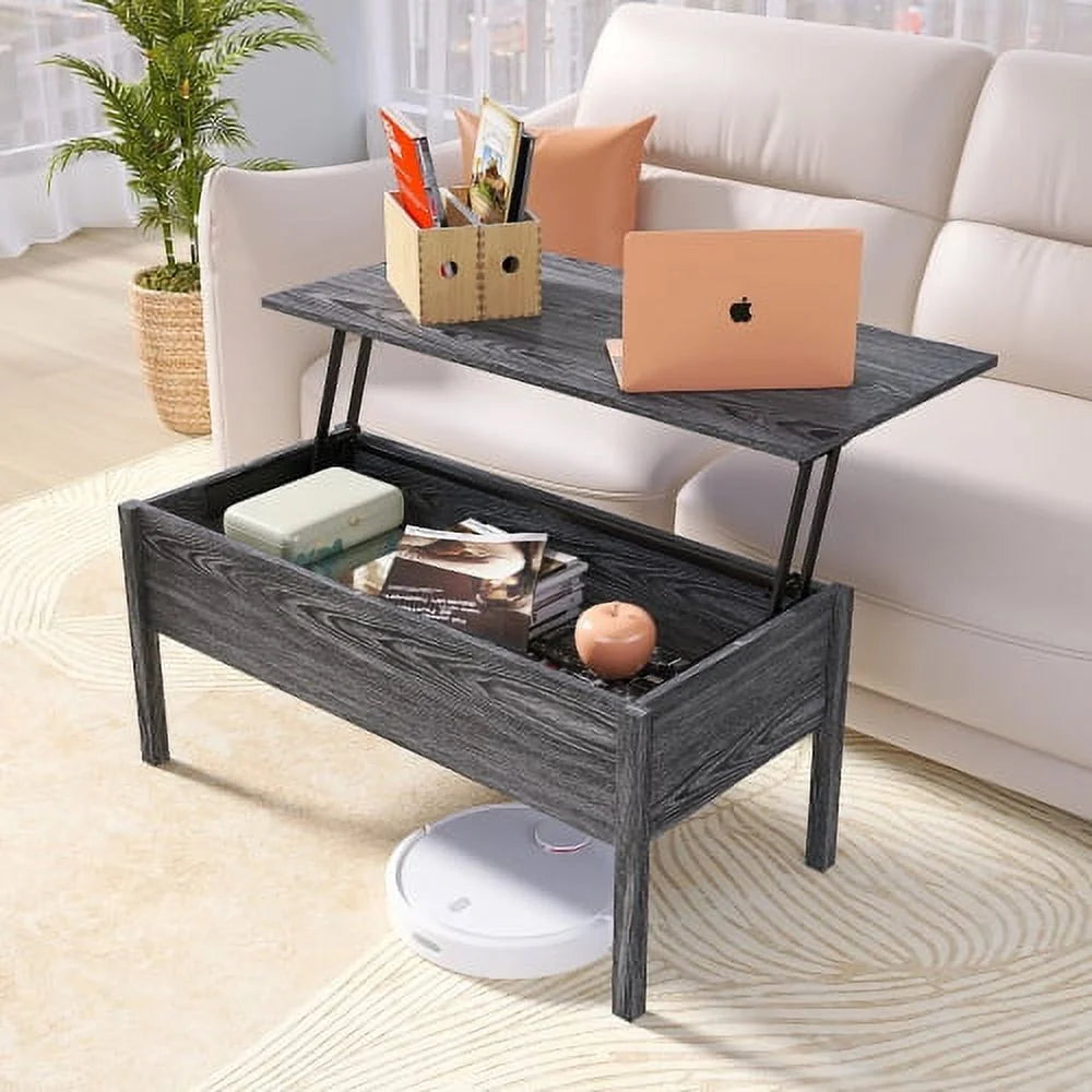 Wood Rectangle Lift Top Coffee Table with Storage O218206