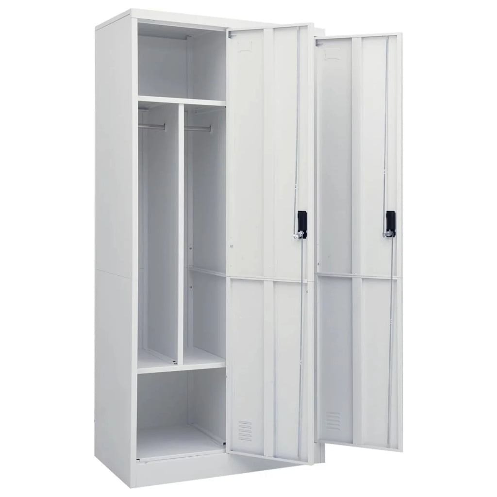 Light Gray Steel Wardrobe with 2 Storage Shelves U4699
