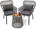 3 Pieces Rattan Wicker Bistro Set with Glass Top Table Y4114