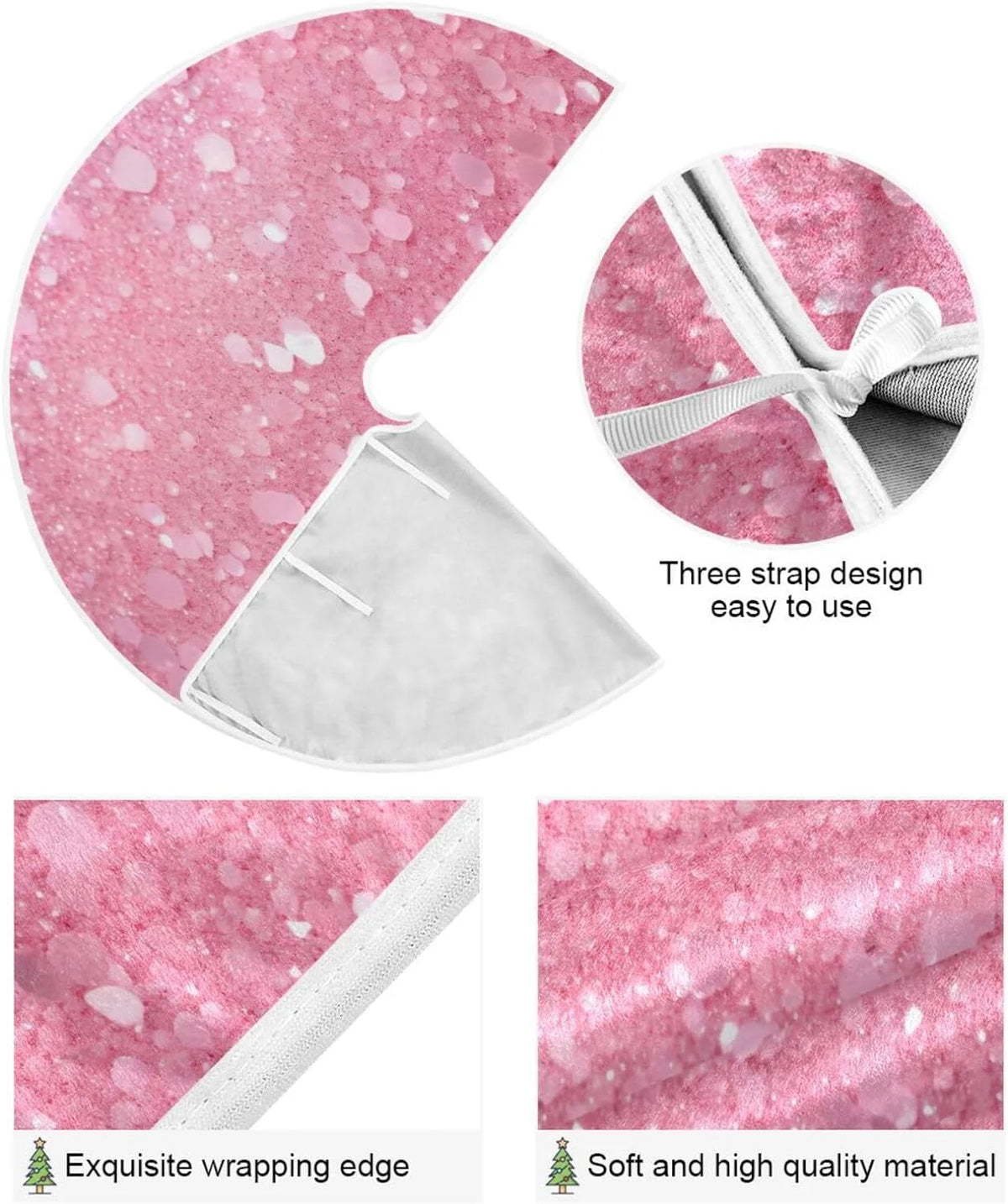 Glitter Blush Pink 47.2" Suede Christmas Tree Skirt V43824