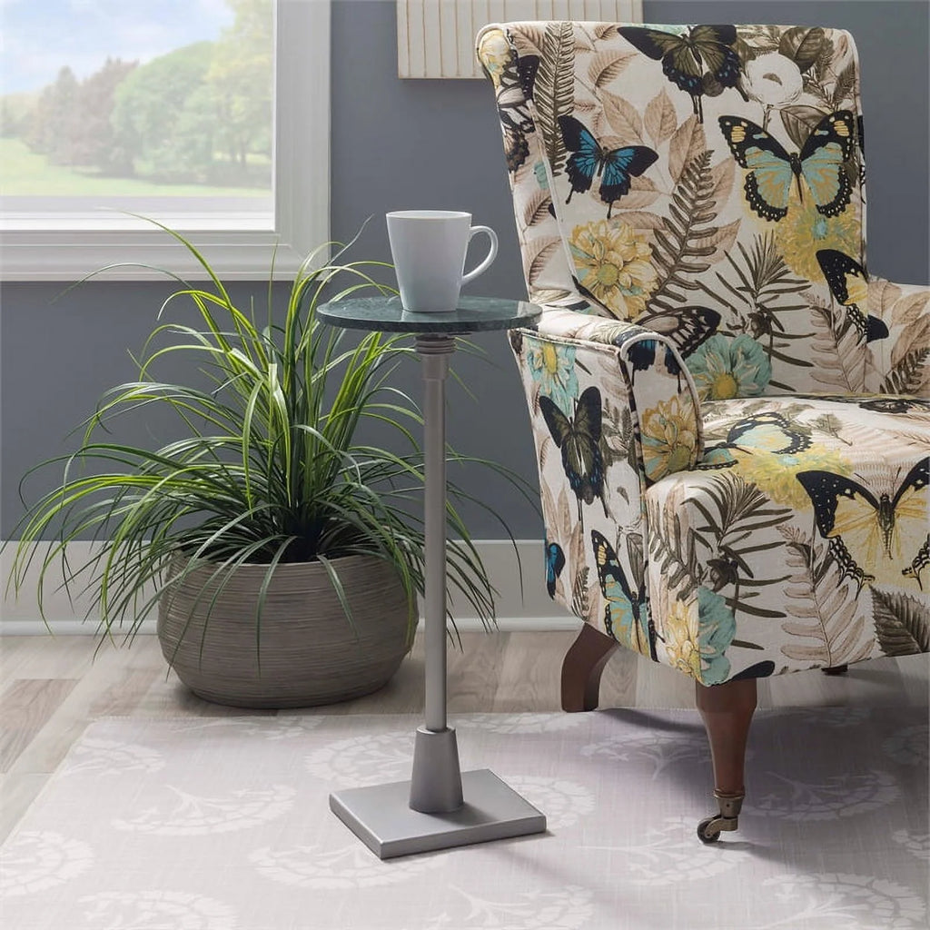 Adjustable Metal and Green Marble Accent Table O320030
