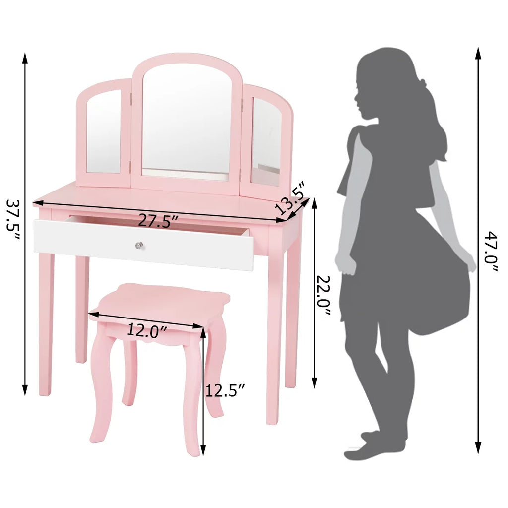 Kids Vanity Set with Mirror White W5271