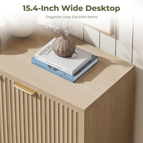 Fluted Sideboard Buffet Cabinet with Doors and Adjustable Shelves E797