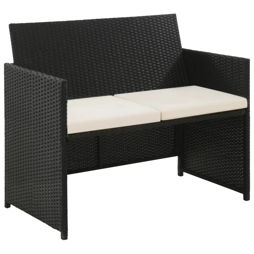 Black Poly Rattan 2-Seater Garden Sofa B451