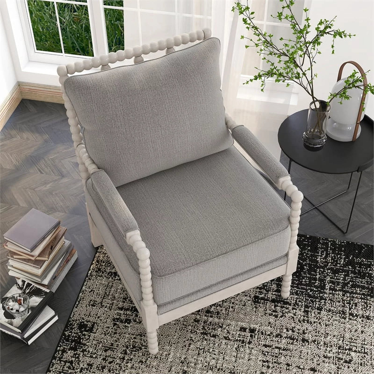 Gray Fabric Cushioned Accent Chair Y380