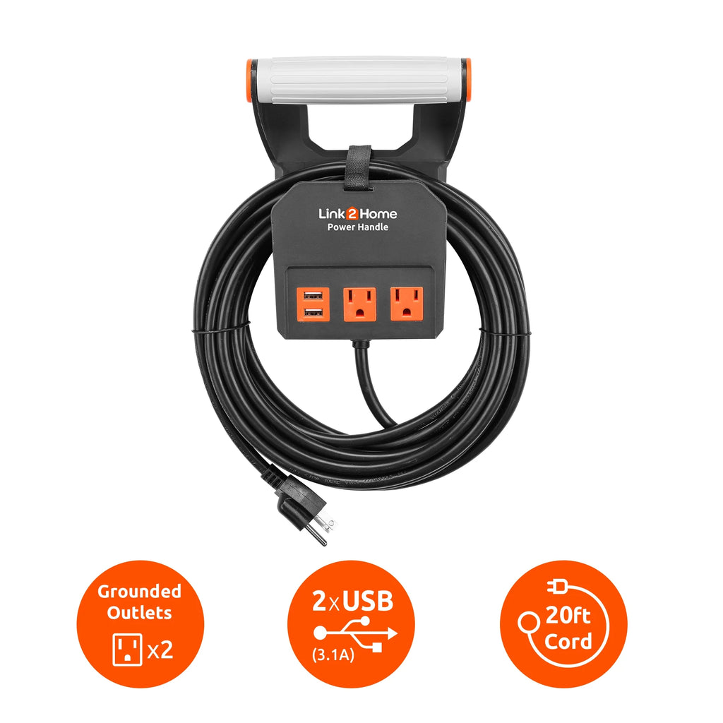 20 ft 14AWG 2 Outlets 15A Extension Cord Z1083