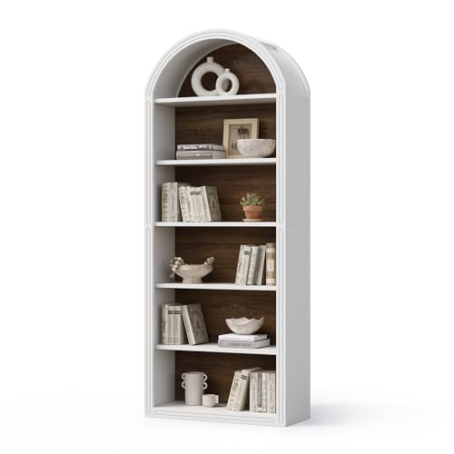 8-Tier Tall Wooden Bookcase with Arched Top F875914