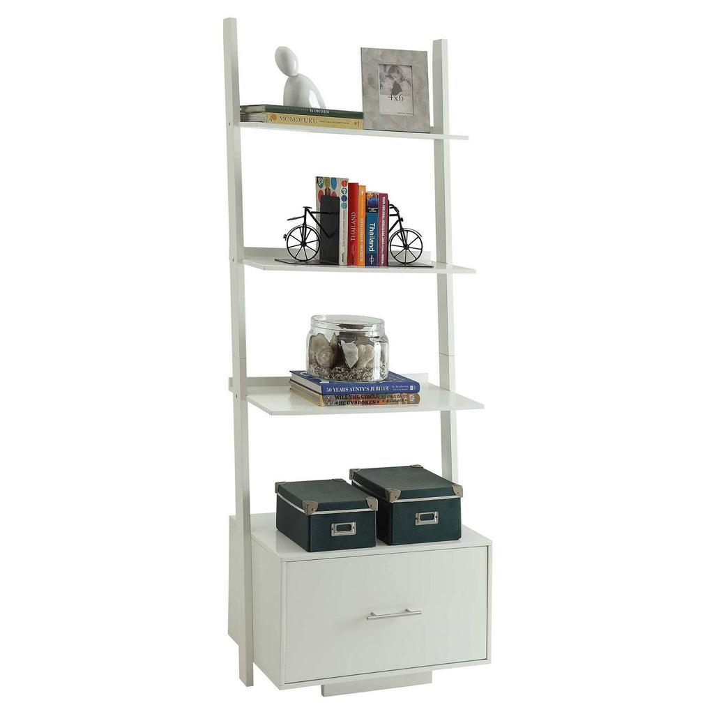 Ladder Bookcase with File Drawer J3153
