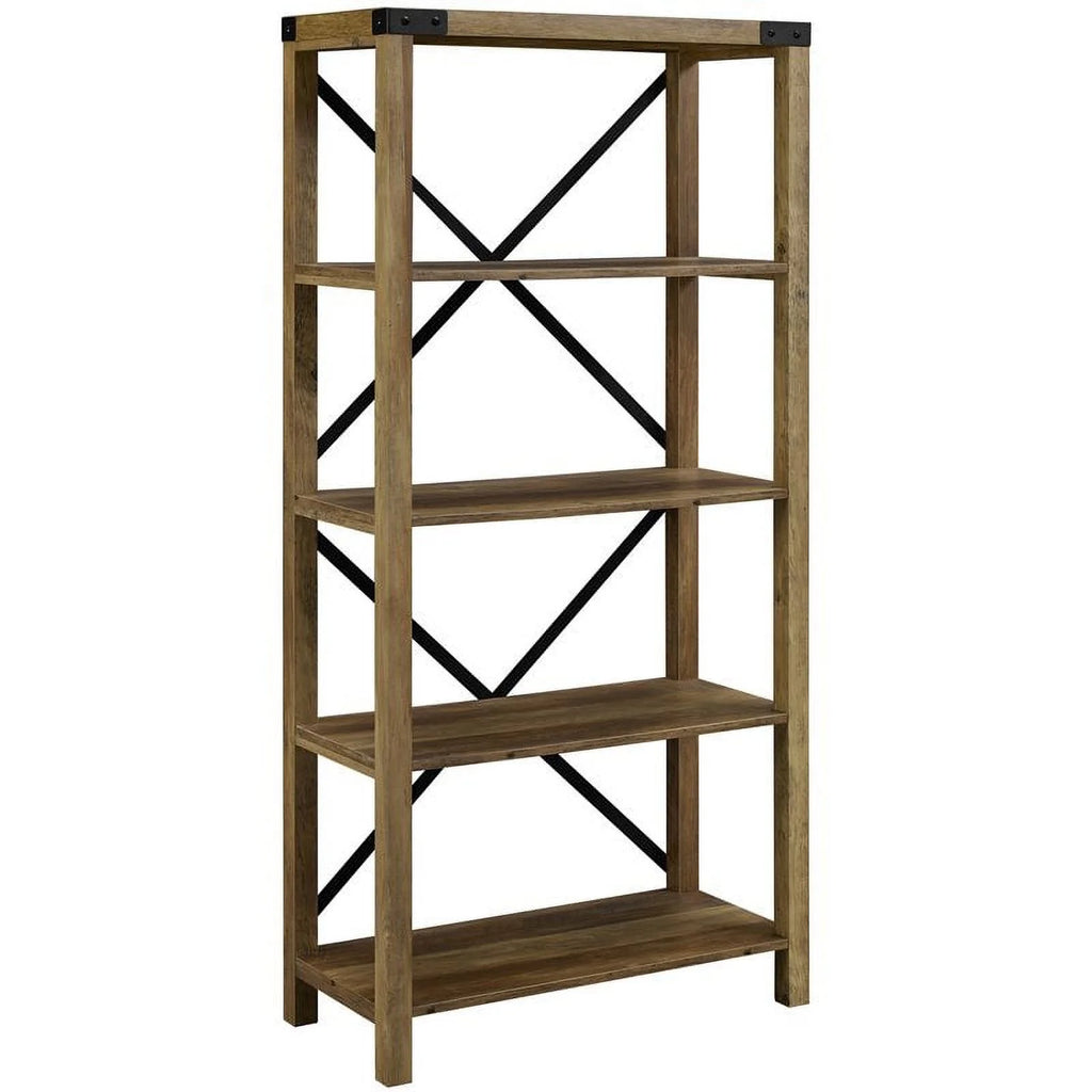 2 Piece Set with 58" TV Stand and Bookcase in Rustic Oak V122677