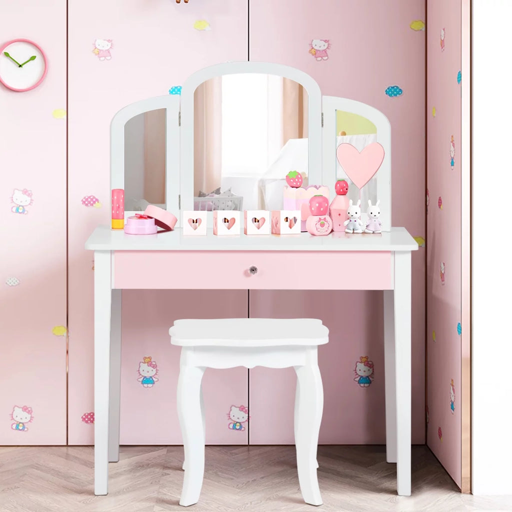 Kids Vanity Set with Mirror White W5271