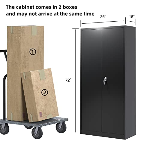 31.5" H Black Steel Lockable Storage Cabinet with 2 Adjustable Shelves N567