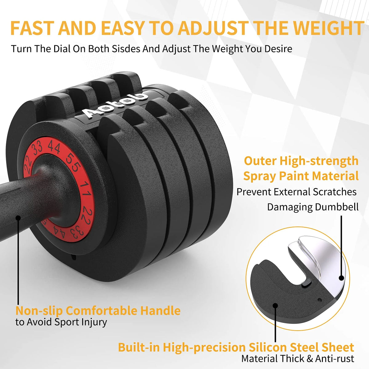 Adjustable Dumbbells Weight Set, Pair, Black X711555