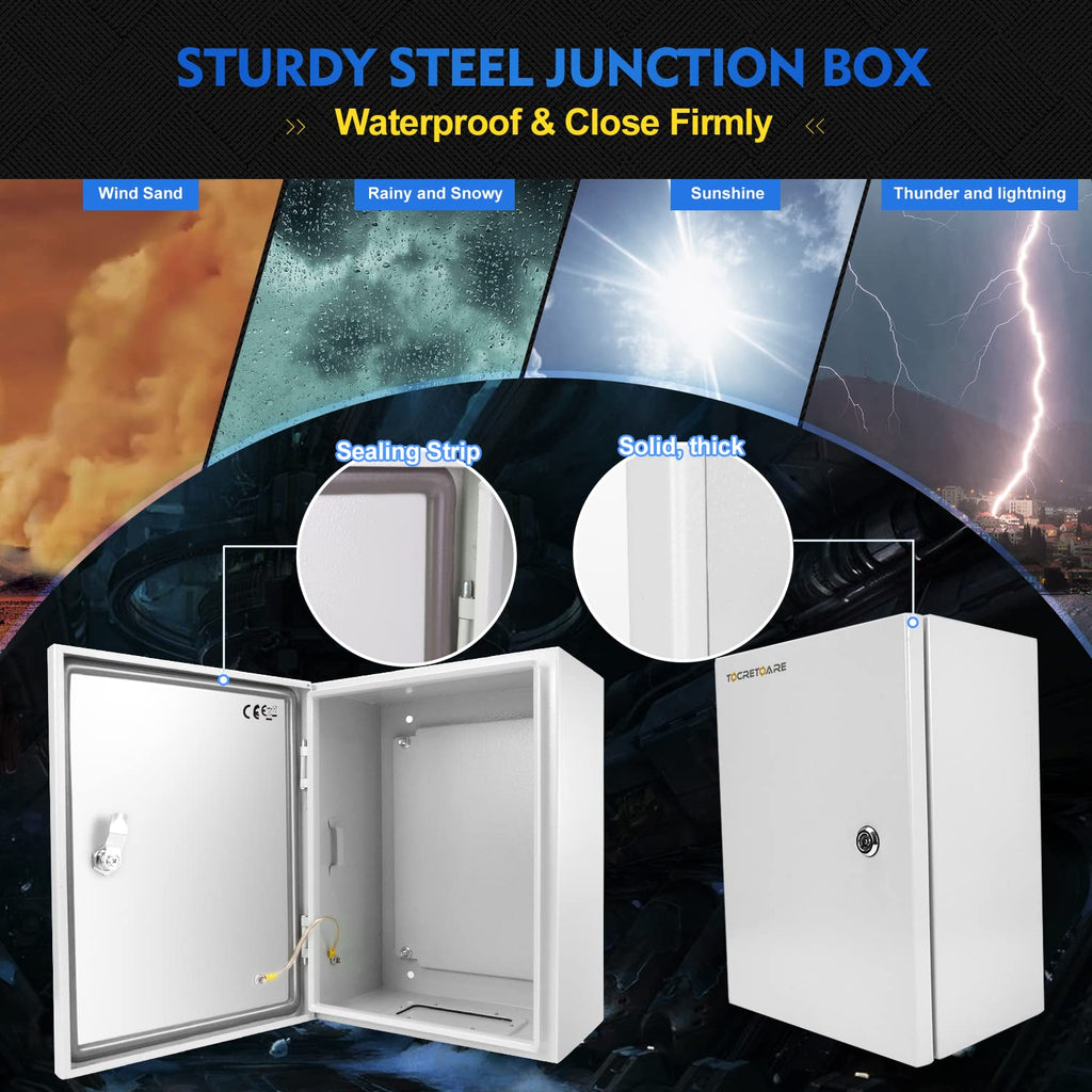 12 x 10 x 6'' IP66 Waterproof Steel Electrical Enclosure with Lock W9984
